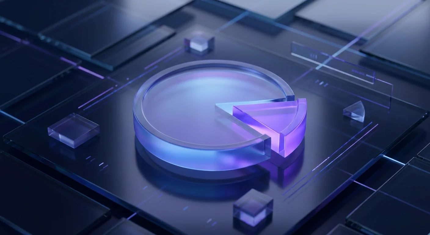 A large glowing glass coin with a sharp slice missing from its edge